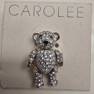 Carolee Elegant Rhinestone Bear Pin/Brooch, With Movable Body Parts